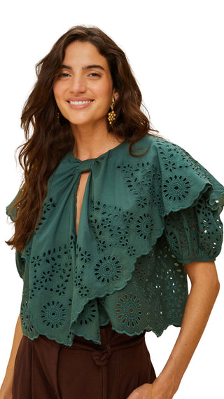 Green Maxi Lace Blouse  - Green
