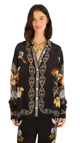 Snake Floral Black Shirt - Black