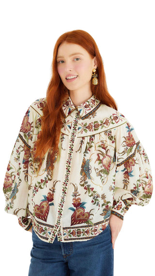 Majestic Hearts Cream Blouse - Cream