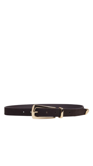 The Suede Statement Belt - Chocolate/Gold