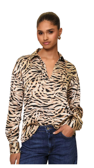 Ayer Top - Latte Layered Zebra Stripe