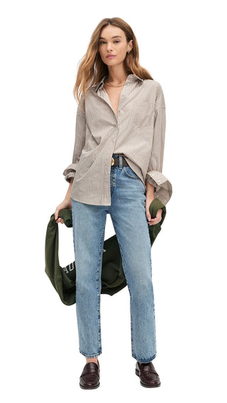 The Beau Shirt - Mocha Stripe