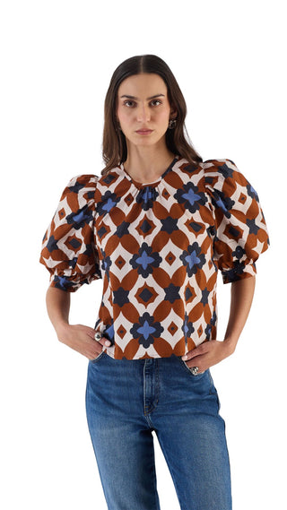 Lilly Top - Mosaic Brown