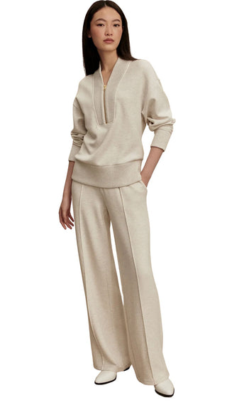 Sally Half Zip Sweat - Ivory Marl