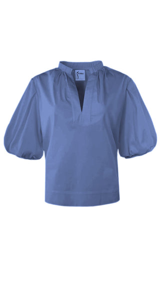 Marcie Top Solid Silky Poplin - Navy