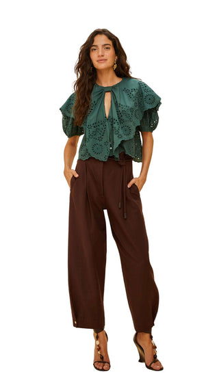 Green Maxi Lace Blouse  - Green