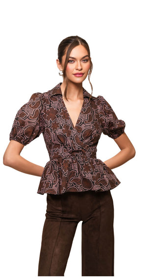 Fowler Top - Black/Copper Rodeo Stippled Floral