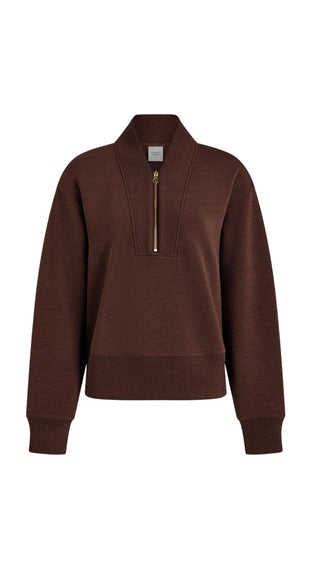 Sally Half Zip Sweat - Coffee Bean Marl