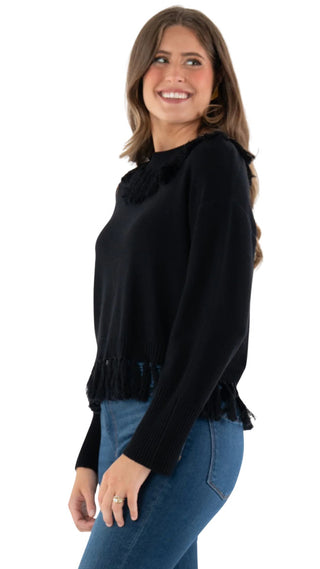 Sienna Sweater - Fringe - Black
