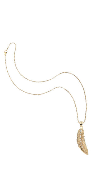 LUCKY Feather Pendant 16-18" Classic Rolo Chain