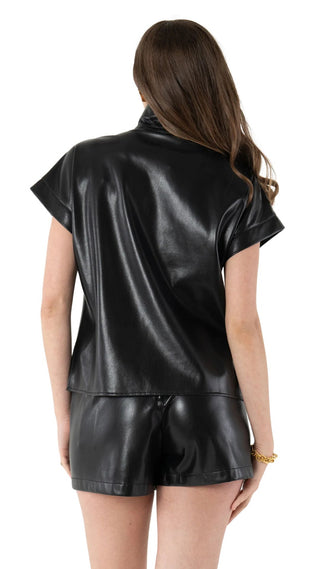 Poppy Pullover - Black Vegan Leather