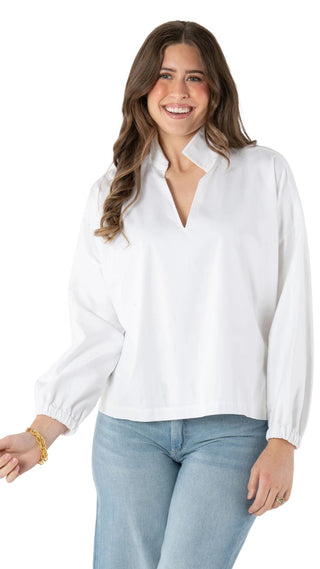 Long Sleeve Poppy - White Cotton Poplin