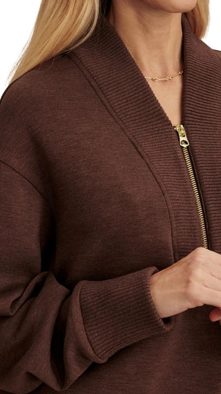 Sally Half Zip Sweat - Coffee Bean Marl