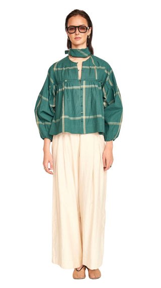 Silverton Blouse - Mallard Plaid