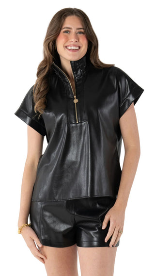 Poppy Pullover - Black Vegan Leather