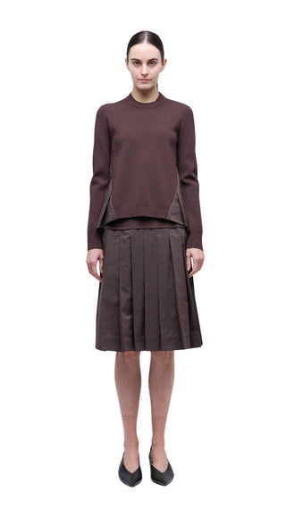 Elanore L/S Pleated Top - Chocolate