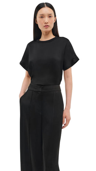 Addy S/S Knit Back T-Shirt - Black