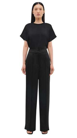 Addy S/S Knit Back T-Shirt - Black