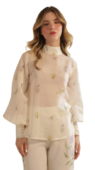 Fiona Blouse- Garden Multi Cream
