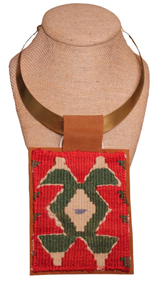 Kilim Pendant Necklace - Red and Green