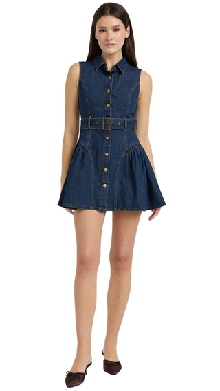 Paige Mini Belt Dress, Indigo