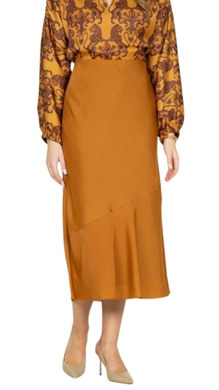 Bias Midi Skirt, Pecan
