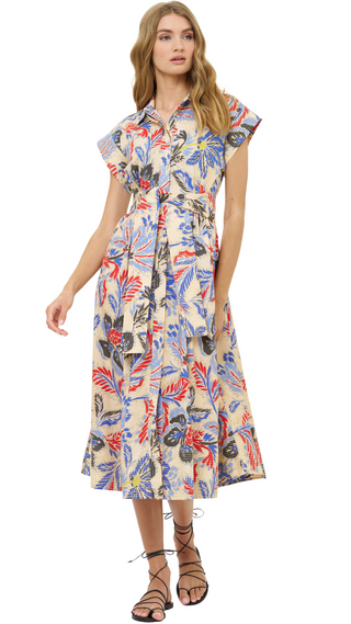 Belted Shirt Dress- Chennai Cobalt