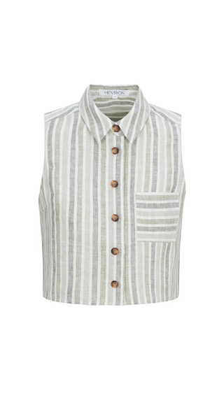 Katja Yarn Dyed Top- Sage Stripe