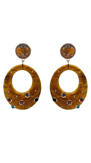 Estelle Studded Tortoise Resin Large Hoop Earrings