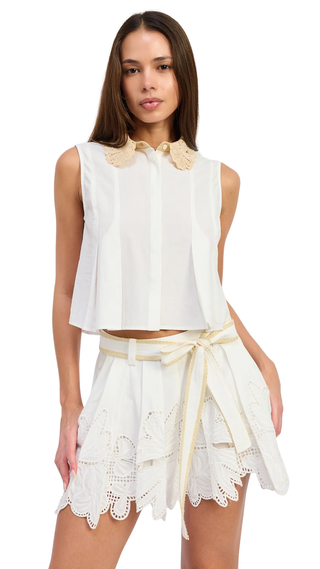 Anna Embroidered Short, White Natural