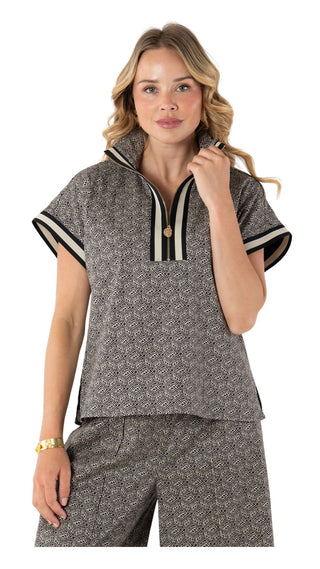 Poppy Pullover - Black Tonal Monogram