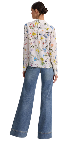 Willa Plkt Top - Twisting Vines Off White