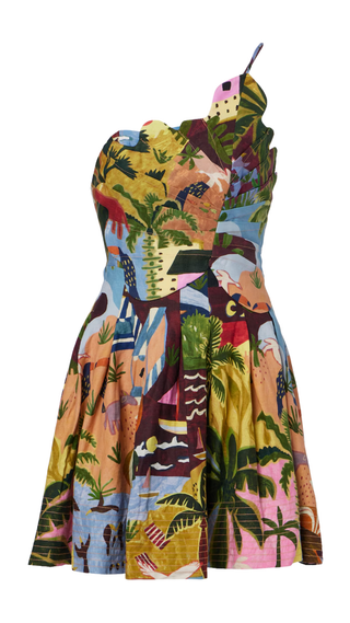 Tropical Painting Multicolor Mini Dress