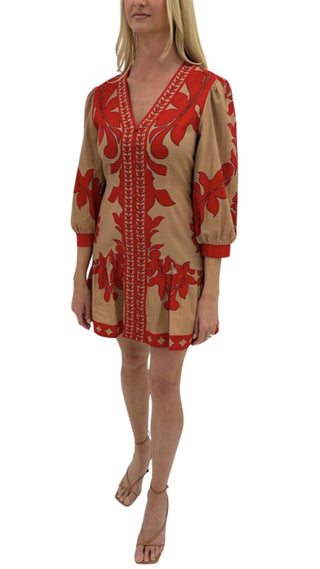 Harper Dress - Red/Khaki