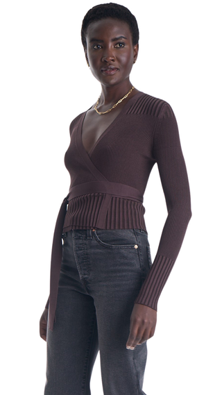 Freya Knit Wrap Top, Espresso
