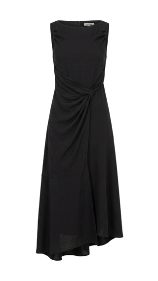 Cara Sleeveless Wrap Knot Asymmetrical Midi Dress En Saison - Black