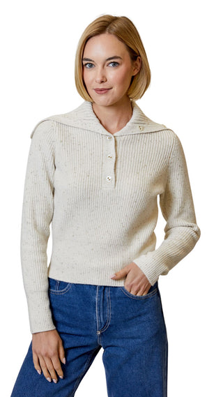 Long Sleeve Collar Sweater - Snowbound