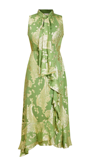 Waverly Midi Dress, Evergreen Metallic