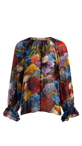 Josephine Split Neck Balloon Sleeve Blouse