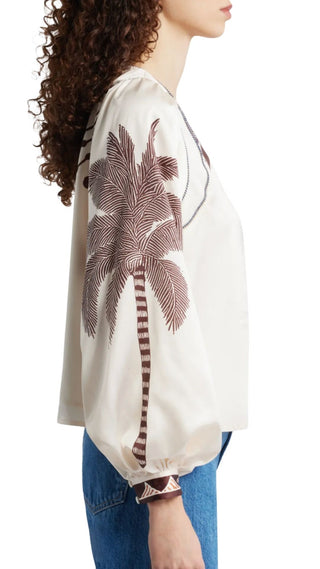 Kensley Palm Tree Printed Blouse