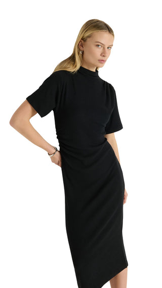 Rebecca Mock Neck Dress - Jet Black