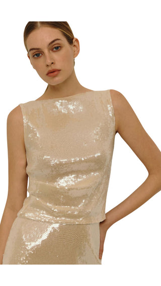Reed Sequin Top - Champagne