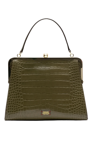 Jackie Frame Bag Croc Embossed Leather - Olive