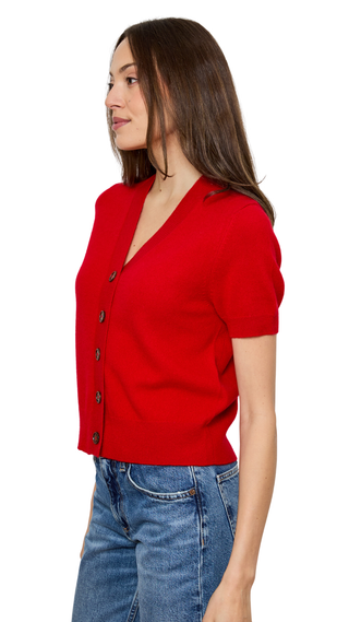 Vneck Cardi Short Sleeve, Postbox