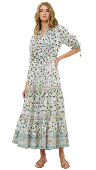 Cinched Pintuck Maxi - Cotswald Green