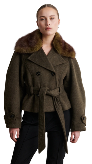 Agola Belt Jacket, Black Olive