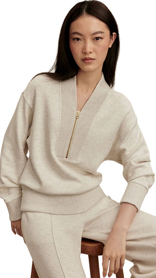 Sally Half Zip Sweat - Ivory Marl