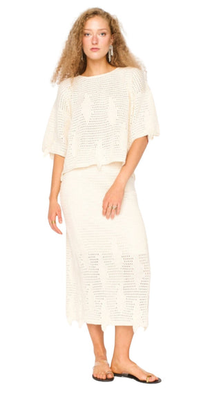 Lokaro Pointelle Skirt - Bone