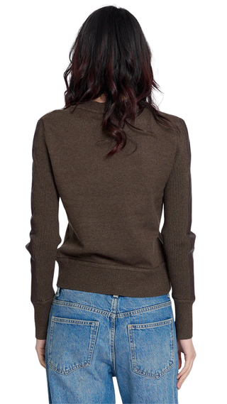 Vesper Vegan Panel Long Sleeve Crew, Chocolate