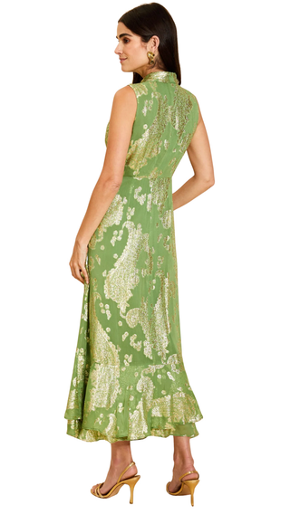Waverly Midi Dress, Evergreen Metallic